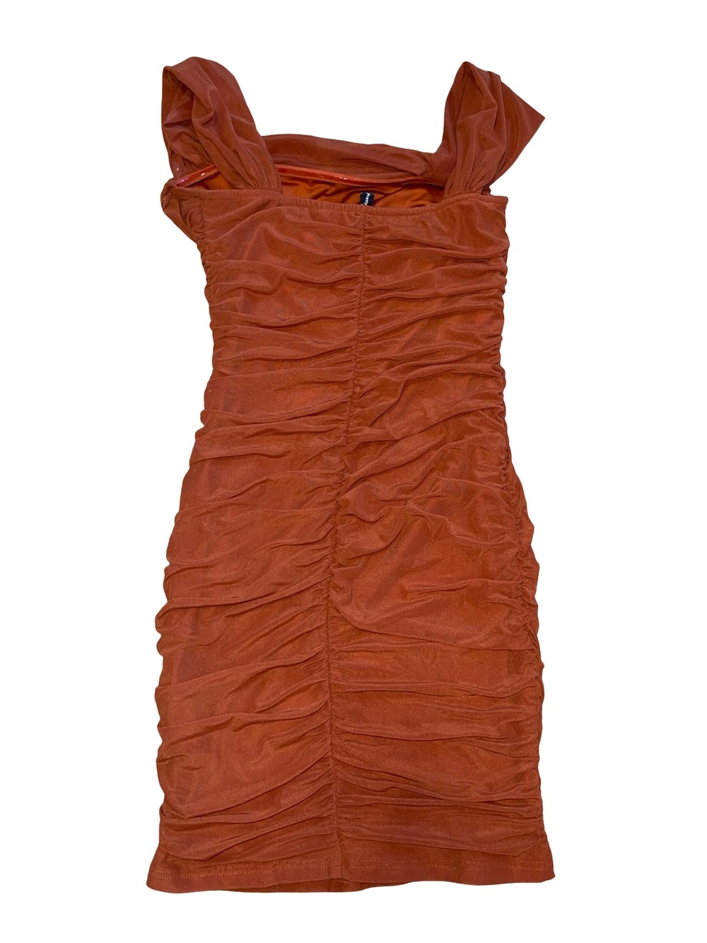 Prettygarden Rust Ruched Off-the-Shoulder Bodycon Mini Dress | Women’s size S - Picture 4 of 6